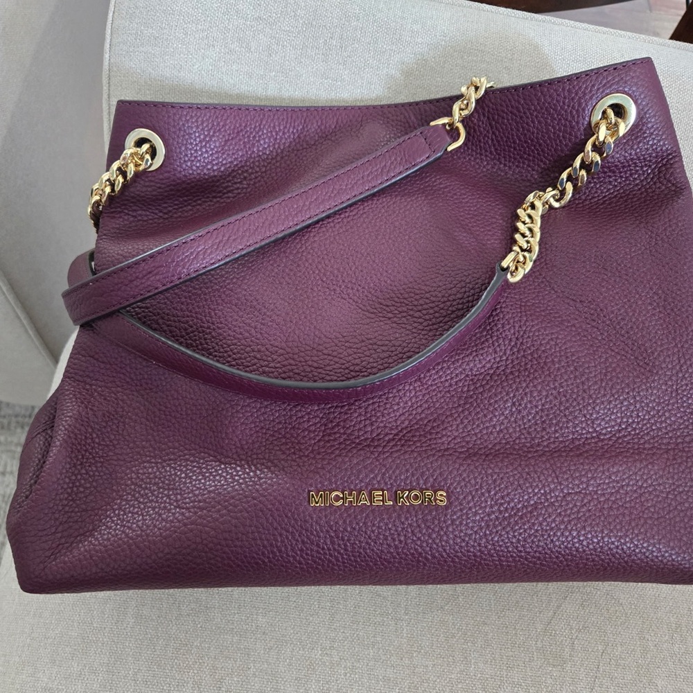 NWT Michael Kors Plum Leather Shoulder Bag and Wallet - Picture 6 of 8